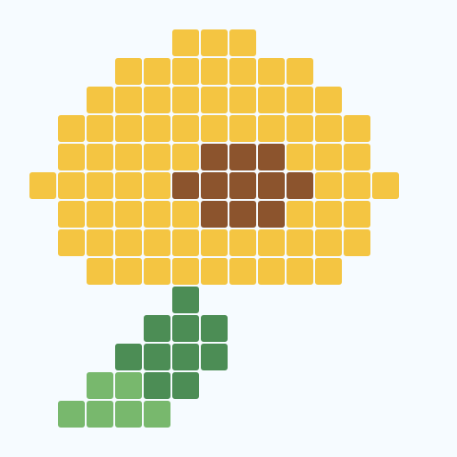 Exemple de tournesol pixelisé pour un patron crochet